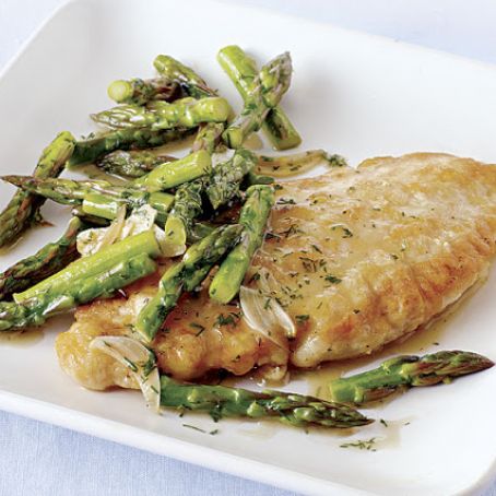 Chicken Paillards with Asparagus, Lemon, Garlic, and Dill