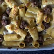 Baked Rigatoni with tiny meatballs
