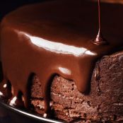 Darkest Chocolate Cake with Red Wine Glaze
