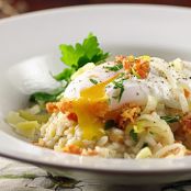 Leek and Pancetta Ristotto with Poached Egg