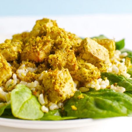 Hummus Crusted Tofu with Rosemary