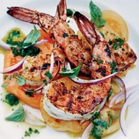 Best Barbecued Spiced Shrimp with Tomato Salad