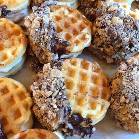 Mini Waffle Ice Cream Sandwiches