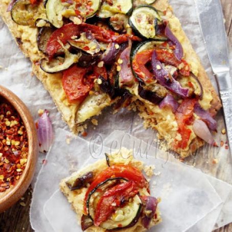 Grilled Vegetable & Hummus Tart