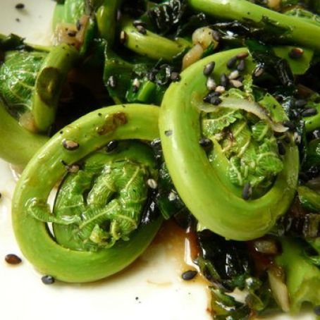 FIDDLEHEADS*****Fiddlehead and Asparagus Salad with Sesame Vinaigrette - 4 Points