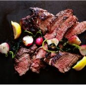 Grilled Steak and Radishes with Black Pepper Butter