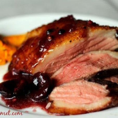 Pan-Seared Duck Breasts with Pinot Noir & Cherries