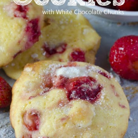 Strawberry Cookies With White Chocolate Chunks