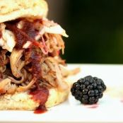 Pulled Chicken Sliders with Blackberry Chipotle BBQ Sauce and Cilantro Lime Slaw