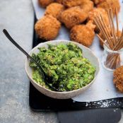 Freekeh Fritters with Spring Pea Relish
