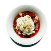 HONEY & RICOTTA MOUSSE w/STRAW RHUBARB