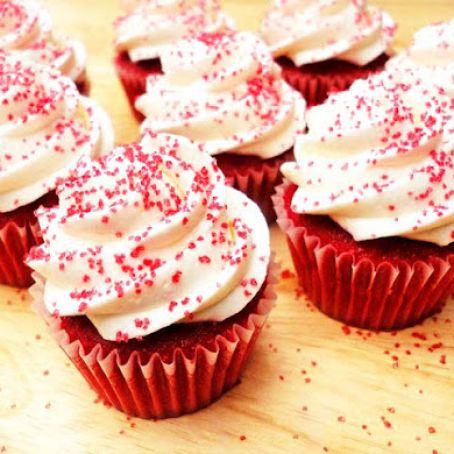 Mini Red Velvet Cupcakes with Whipped Cream Cheese Frosting
