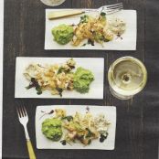 ROASTED CAULIFLOWER WITH TRUFFLED PEA PESTO AND FETA CREMA