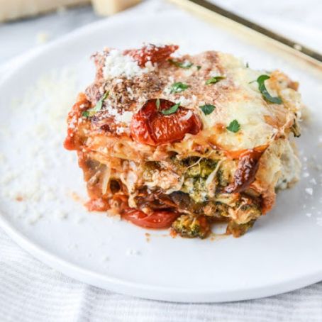 Roasted Vegetable Lasagna with Burrata