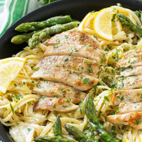 LEMON ASPARAGUS PASTA WITH GRILLED CHICKEN