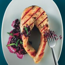 Roast Salmon with Warm Blueberry Vinaigrette