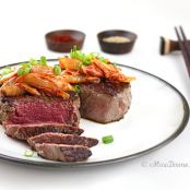 Sautéed Kimchi topped Filet Mignon Recipe