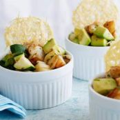 Shrimp and Avocado Salad with Frico Chips