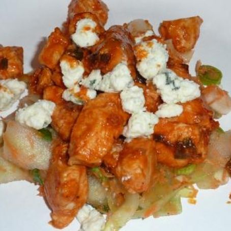Buffalo Chicken with Cucumber Carrot Slaw