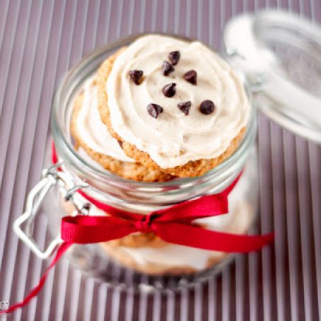 CHOCOLATE CHIP OATMEAL COOKIES WITH COFFEE FROSTING