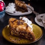 Chocolate “Candy Bar” Baklava with Butter Rum Sauce
