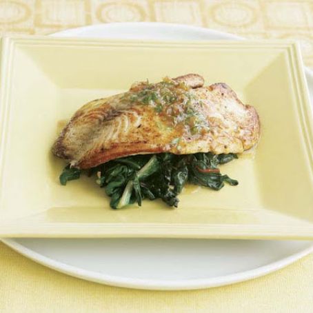 Sautéed Tilapia over Swiss Chard with Tarragon Butter
