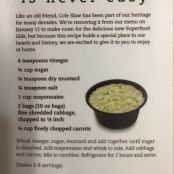 Chick-Fil-A Coleslaw- Authentic Released Recipe