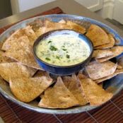 Spicy Whole Wheat Chips with Green Yogurt Dip