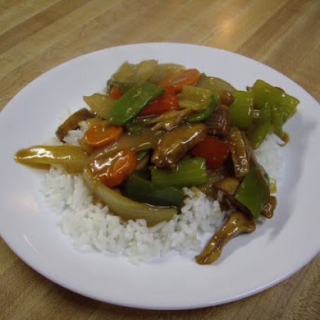 Beef with Vegetables Over Rice