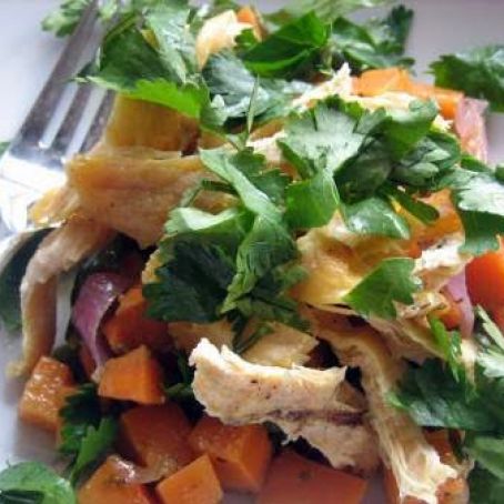 Sweet potato salad with rajas, onions and oregano dressing