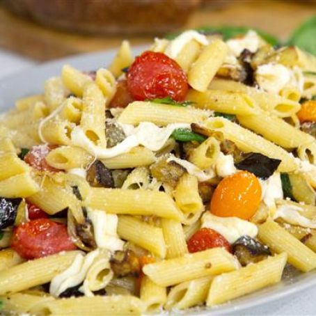 Penne with Eggplant, Tomato and Mozzarella