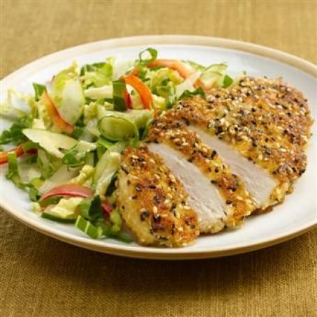 Tuxedo Sesame Crusted Chicken with Wasabi Slaw Recipe