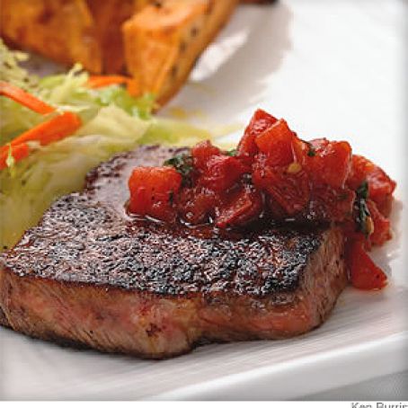 Chili Steak with Pan Salsa