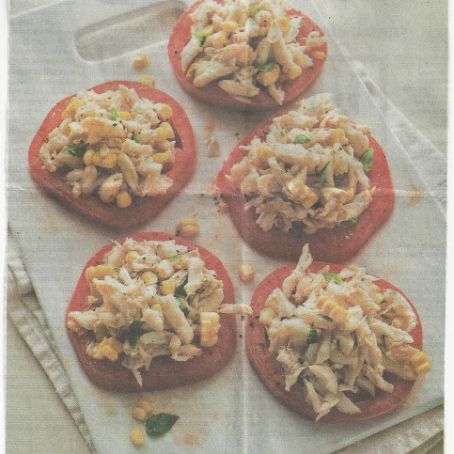 Tomato Steaks with Crab-Corn Relish