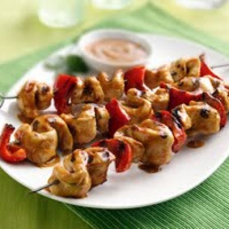 Grilled Chicken Kabobs with Thai Peanut Sauce