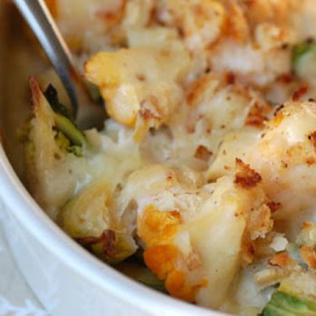 Cauliflower and Brussels Sprout Gratin