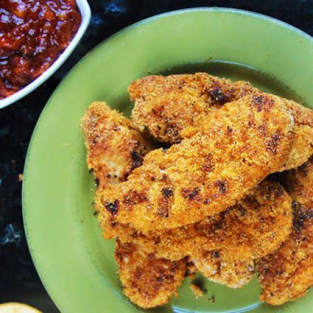 SPICY CAJUN CHICKEN TENDERS WITH SWEET PEACH BARBECUE SAUCE