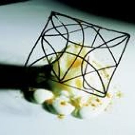 Frozen Pineapple Foam with Curry Yogurt and Cocoa