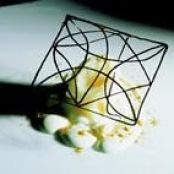 Frozen Pineapple Foam with Curry Yogurt and Cocoa