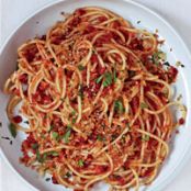Spaghetti with Sun-Dried-Tomato-Almond Pesto