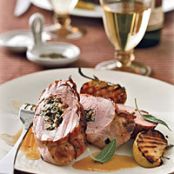 Stuffed Pork Tenderloins with Bacon and Apple-Riesling Sauce