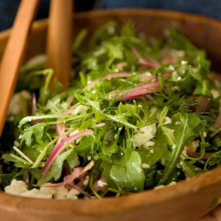 Arugula Salad with Olives, Feta and Dill
