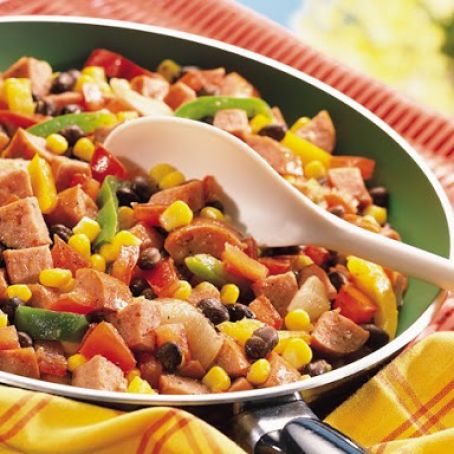 Cajun Black Beans with Sausage and Corn