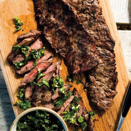 Beef: Grilled Skirt Steak with Herb Salsa Verde