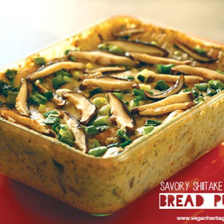 Vegan Savory Shiitake and Parmesan Bread Pudding