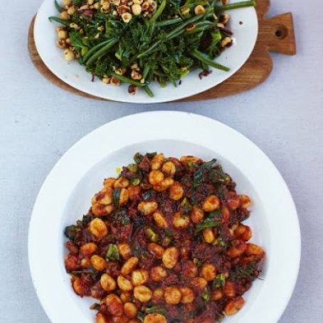 Sausage gnocchi with warm kale & bean salad