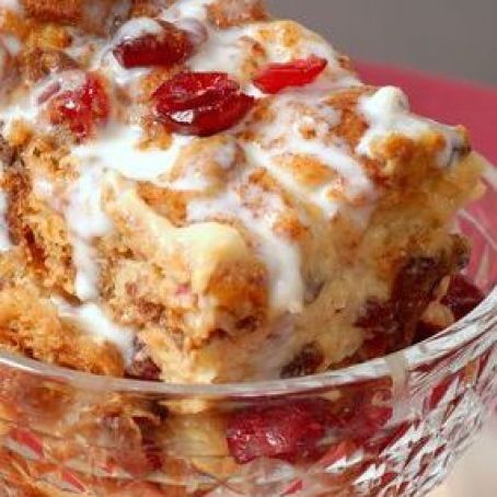 Cranberry Eggnog Bread Pudding