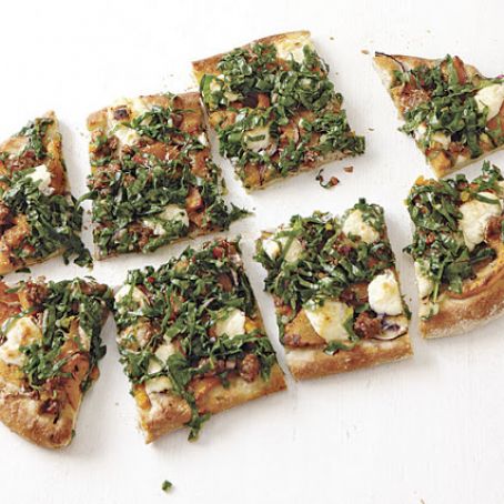 Maple-Roasted Butternut Squash, Chard, and Sausage Flatbread