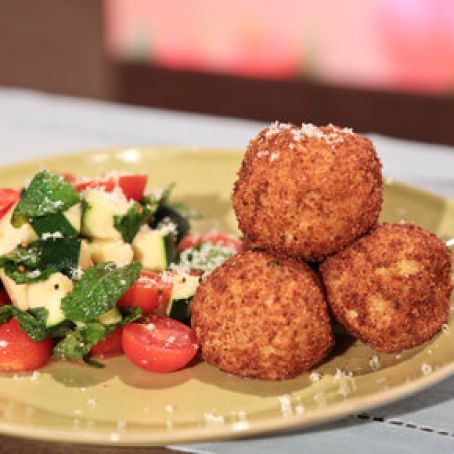 Michael Symon's Arancini with Tomato Zucchini Salad