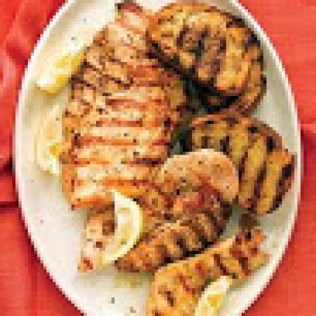 Grilled Lemon Chicken with Garlic Bread